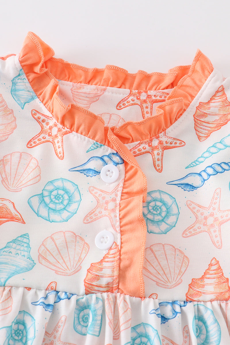 Marine print girl pajamas dress