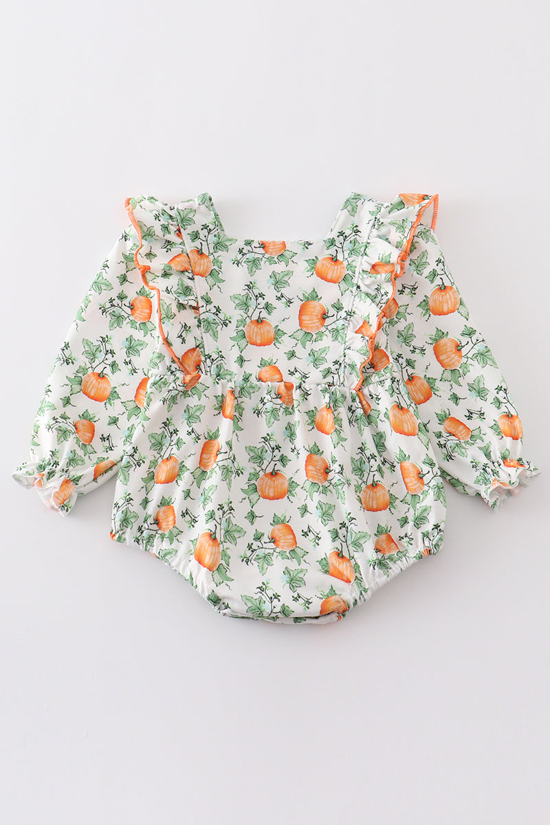 Pumpkin floral ruffle bubble