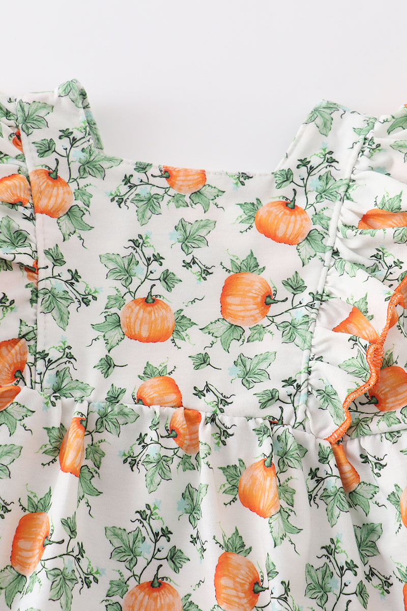 Pumpkin floral ruffle bubble