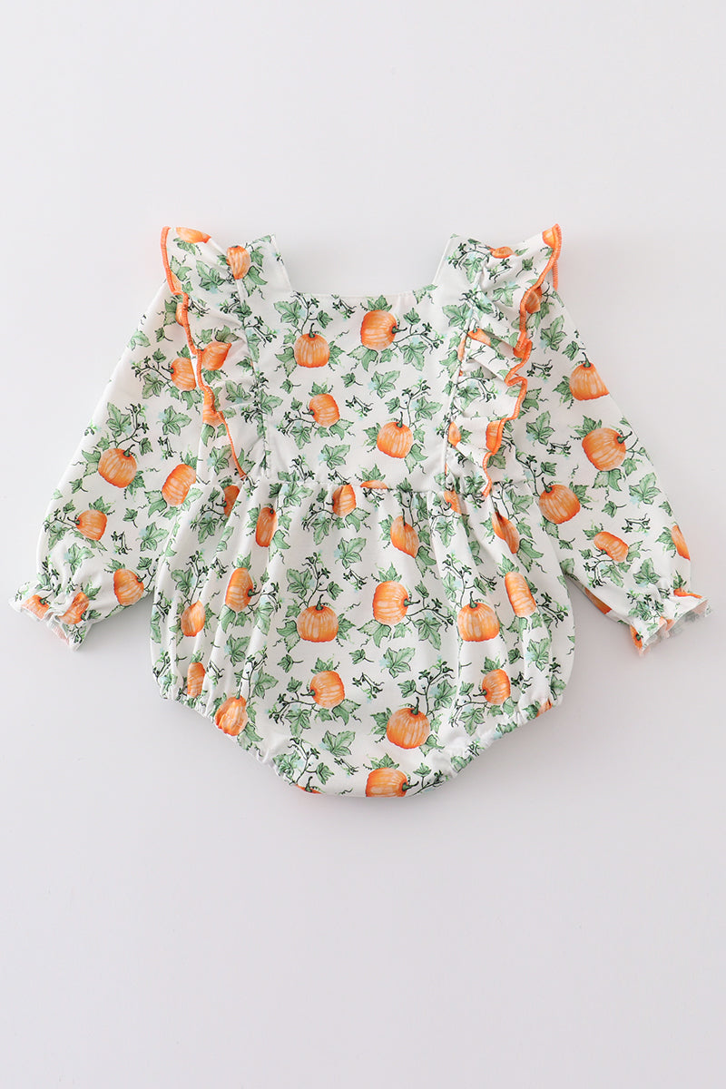 Pumpkin floral ruffle bubble