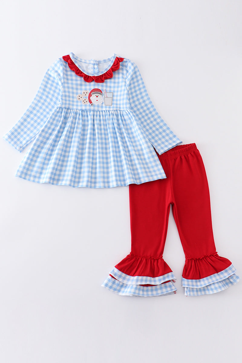 Santa milk cookies applique girl set