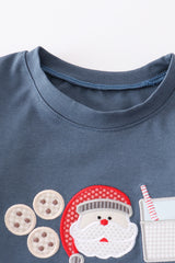 Santa  milk cookies applique boy set