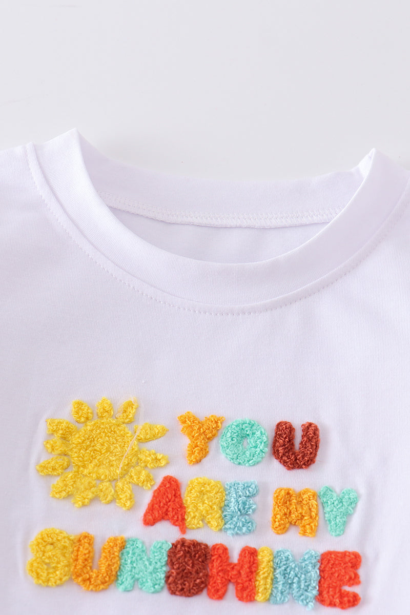 You are my sunshine french knot boy set