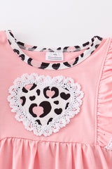 Pink valentine's day leopard heart dress