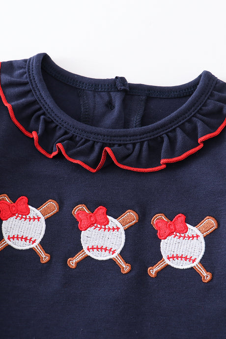 Navy baseball embroidery girl bubble