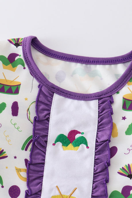 Mardi Gras embroidery girl pajamas set