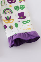 Mardi Gras embroidery girl pajamas set