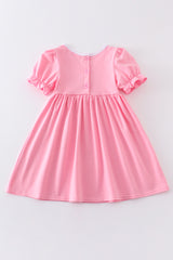 Pink train clover embroidery dress