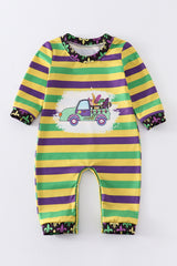 Mardi Gras stripe boy romper