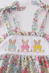 Easter floral print bunny embroidery girl bubble