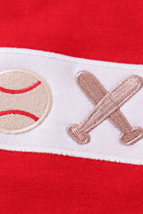 Blue plaid baseball embroidery boy set