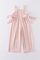 Multicolored stripe girl jumpsuit