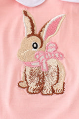 Pink easter bunny embroidery baby set