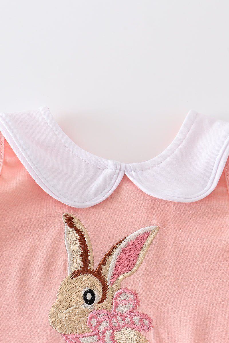 Pink easter bunny embroidery baby set