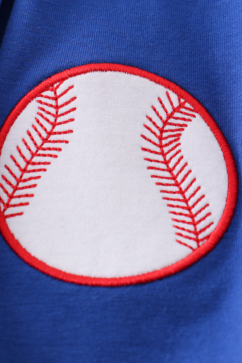 Blue baseball applique dress