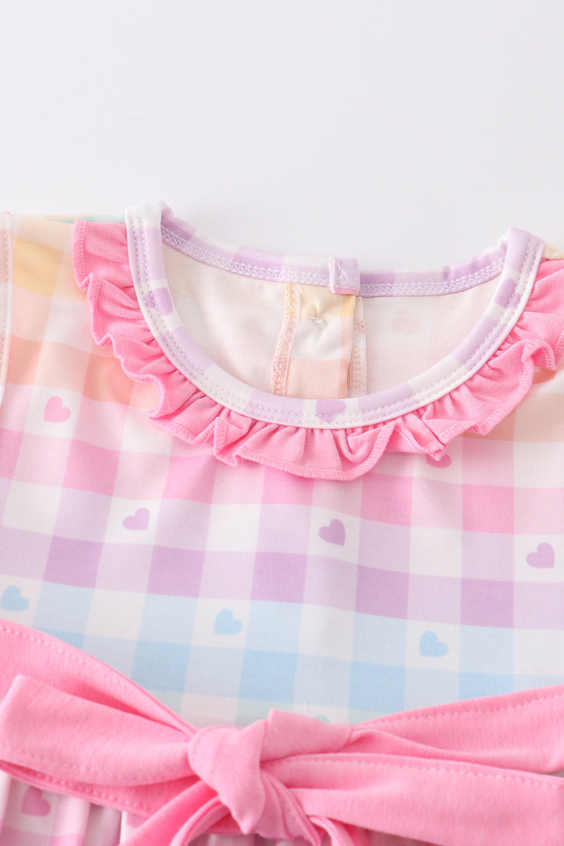 Rainbow pastel plaid girl set