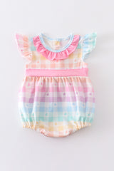 Rainbow pastel plaid girl bubble