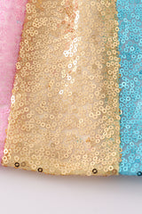 Rainbow sequin french knot strap dress