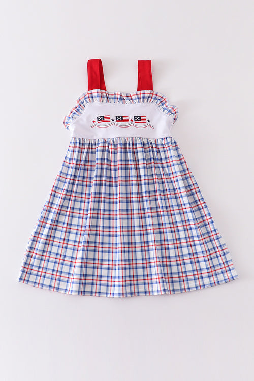 Patriotic flag embroidery girl dress