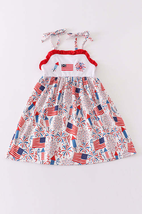 Patriotic flag embroidery print dress