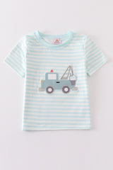 Blue stripe crane truck applique top