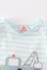 Blue stripe crane truck applique bubble