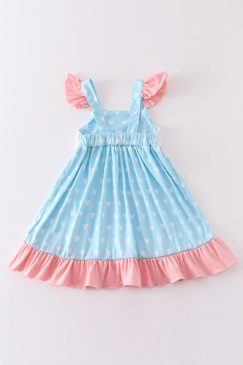 Blue character castle embroidery dress – Honeydewusa