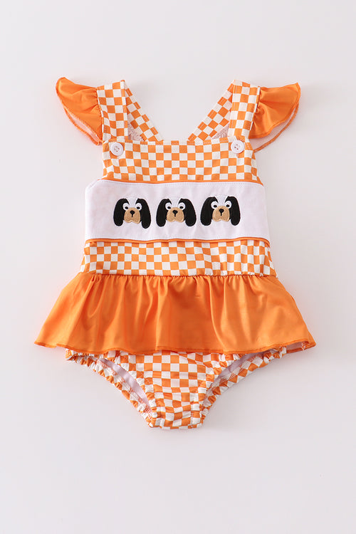 Tennessee embroidery plaid one piece girl swimsuit