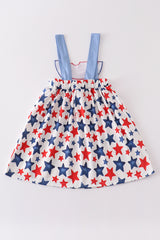 Patriotic star print watermelon applique dress