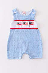 Blue patriotic flag embroidery swiss dot boy jonjon