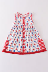 Red patriotic star print dress