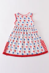 Red patriotic star print dress