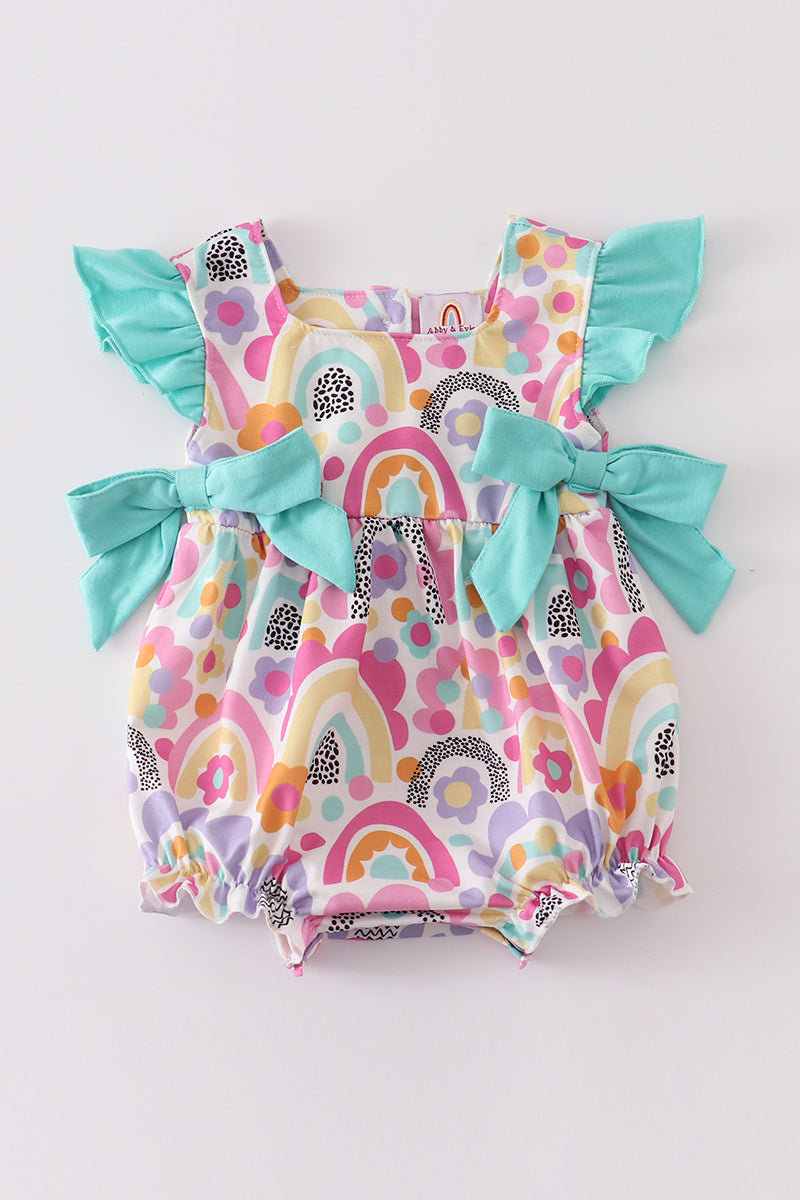 Rainbow print girl ruffle bubble