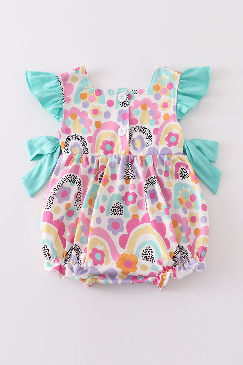 Rainbow print girl ruffle bubble