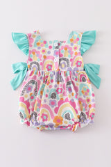 Rainbow print girl ruffle bubble