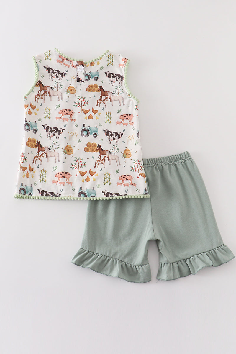 Farm animal print girl set