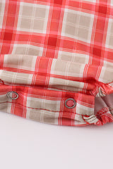 Red chicken embroidery plaid boy bubble