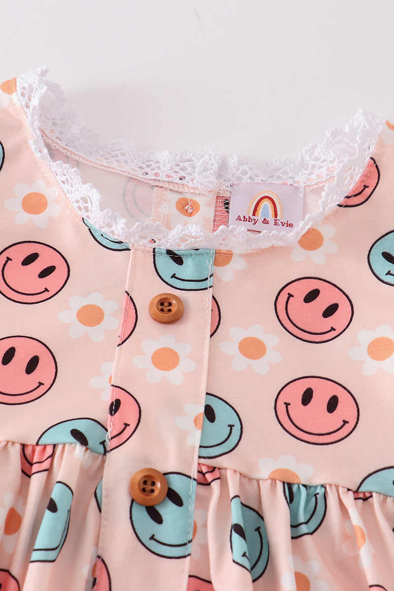 Smile face print girl set