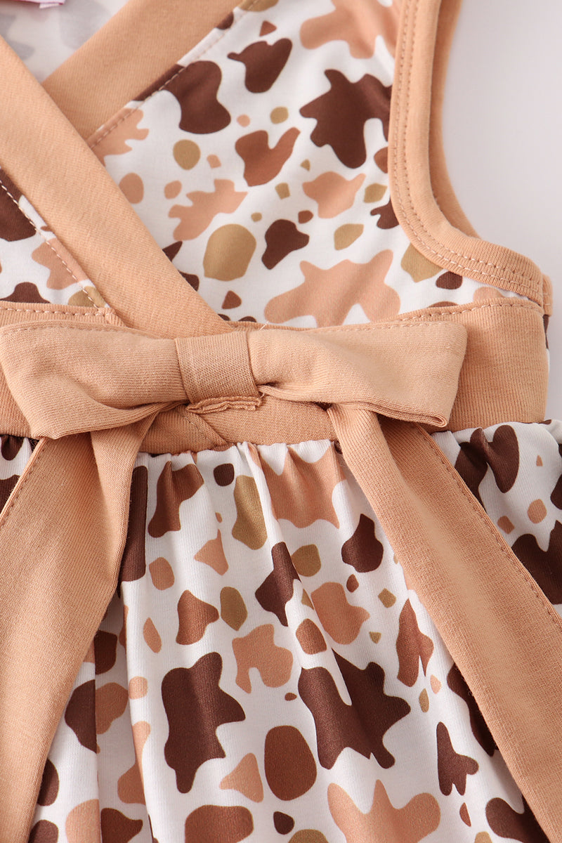 Brown cow print girl dress