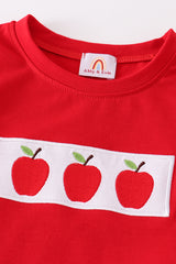 Red apple embroidery back to shoole boy set