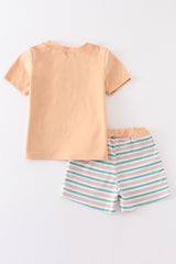 Green stripe boy shorts set