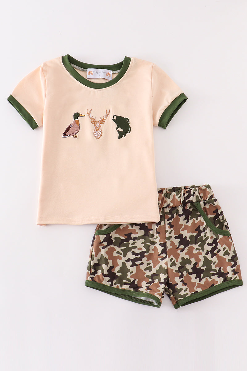 Camouflage duck deer embroidery boy set
