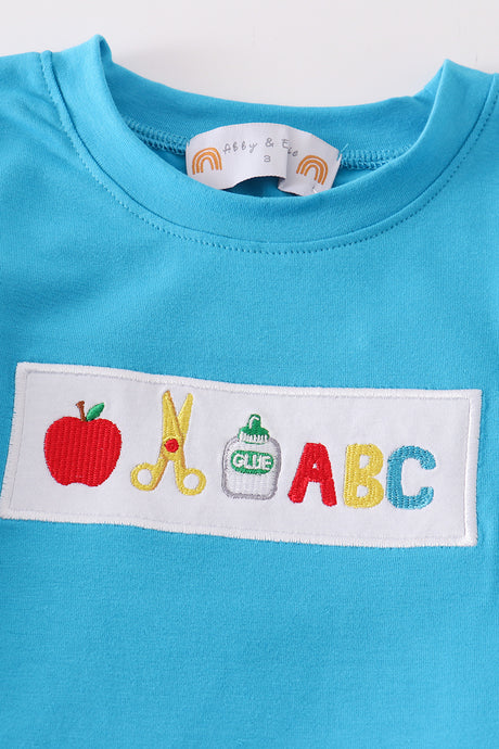 Blue apple ABC embroidery boy set