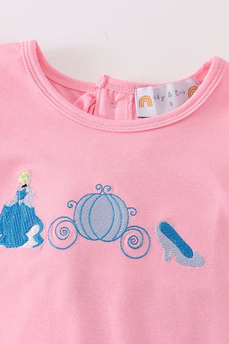 Pink cinderella embroidery girl set