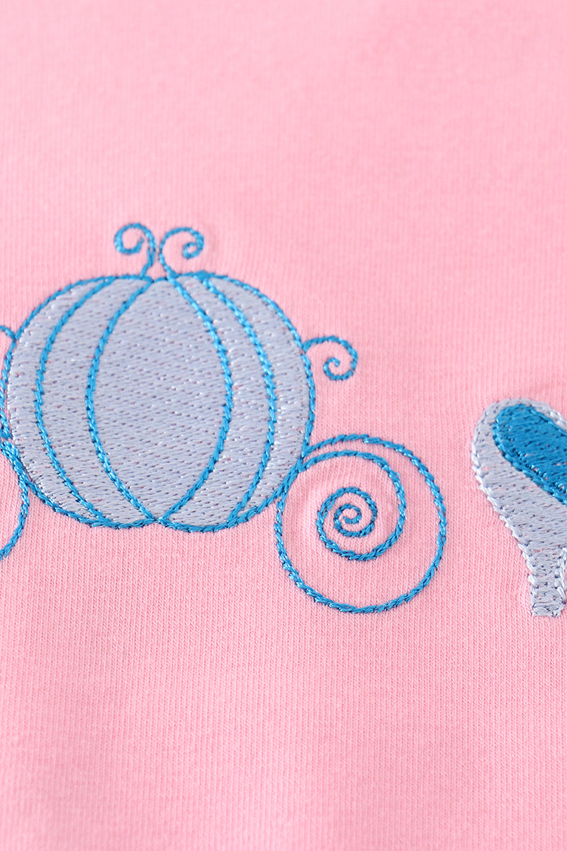 Pink cinderella embroidery girl set