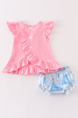 Pink cinderella embroidery baby set