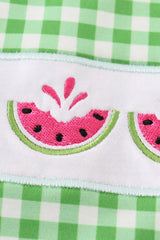 Green watermelon embroidery boy bubble