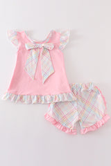 Pink popsicle applique ruffle set