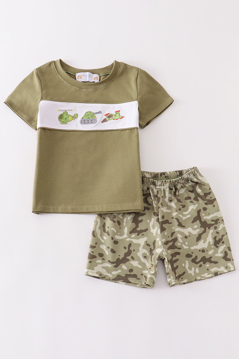 Camouflage helicopter applique boy set