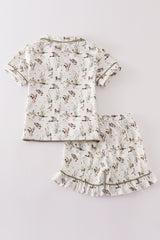 Sage duck girl shorts set